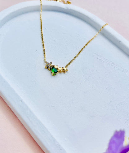 Starlit Emerald Charm Necklace
