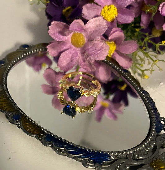 Blue Crown Heart Zircon Ring