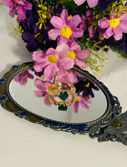 Green Crown Heart zircon Ring