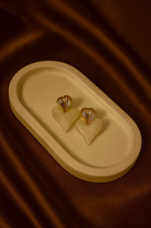 Anti Tarnish Golden Studs in Heart Shape Danglers