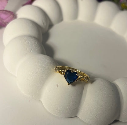 Blue Crown Heart Zircon Ring