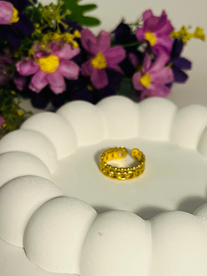 Anti tarnish Adjustable Double Layer chain Ring