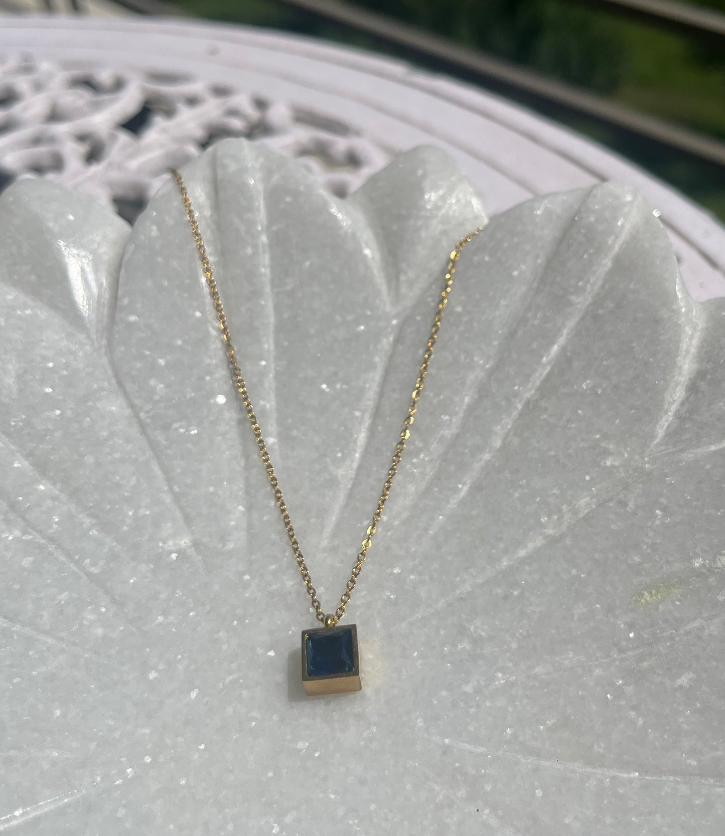 Gold Plated Minimal Black Locket Necklace