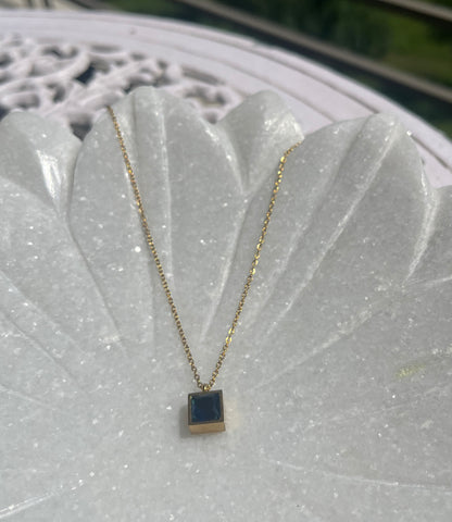 Gold Plated Minimal Black Locket Necklace