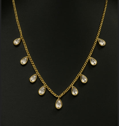 Anti Tarnish Gold Plated Necklace with Multi Gemstone Charms