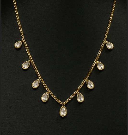 Anti Tarnish Gold Plated Necklace with Multi Gemstone Charms