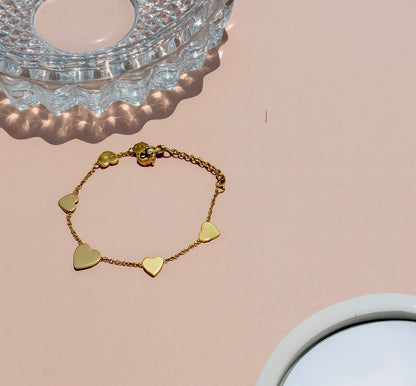Hears Charm Chain Bracelet