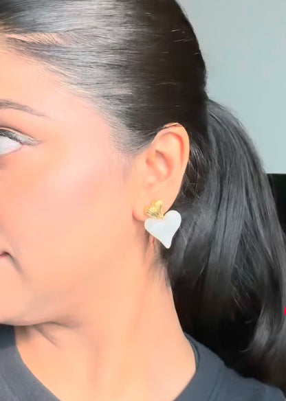 Anti Tarnish Golden Studs in Heart Shape Danglers