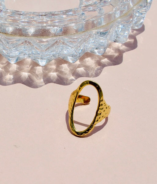Modern Open Oval Gold-Tone Ring