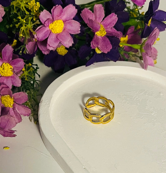 Anti tarnish Adjustable Chain Band Ring