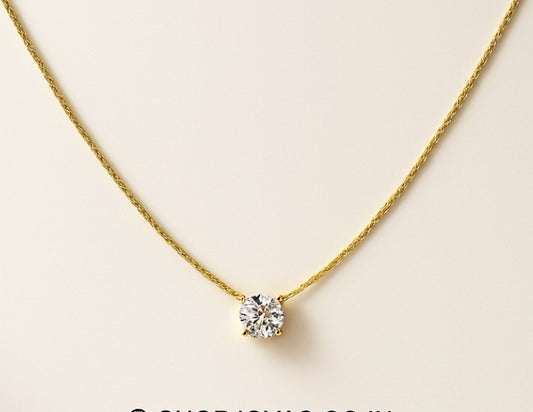 Minimalist Gold Chain with Clear Stone Pendant