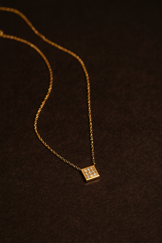 Geometric Pave Crystal Bar Gold-Tone Necklace