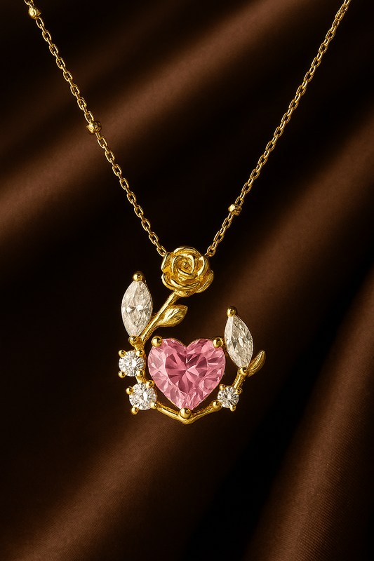 Anti Tarnish Gold Plated Necklace with Gemstone Bouqet Design