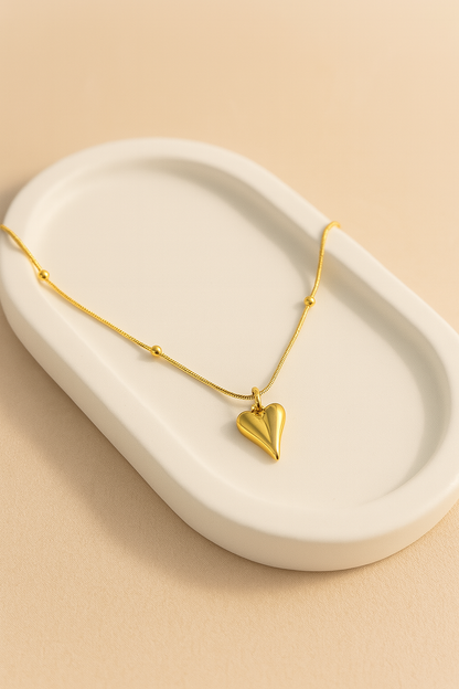 Anti Tarnish Gold Plated Necklace with Heart Pendant