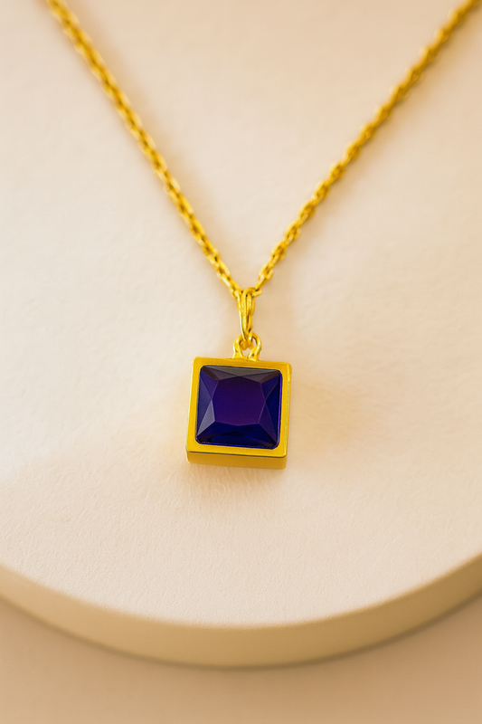 Gold Plated Minimal Black Locket Necklace