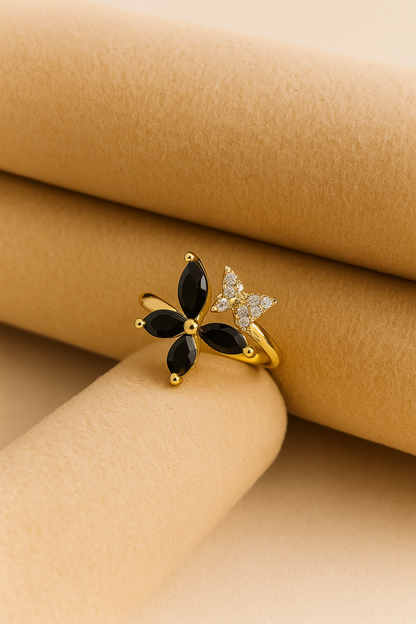 Black Butterfly Gem Ring