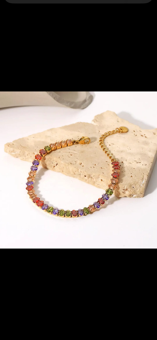 Anti Tarnish Multicolor Tennis Bracelet