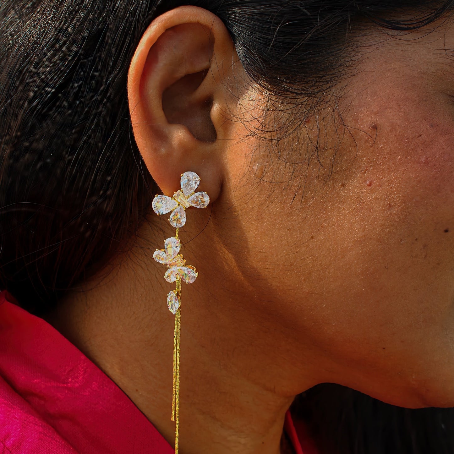 Anti-Tarnish Gold Plated Butterfly Crystal Danglers