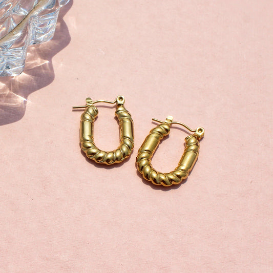 Anti-Tarnish Gold Plated U Shaped Hoop Earrings