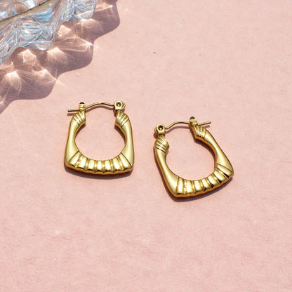 Anti-Tarnish Gold Plated Square Hoop Earrings