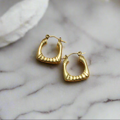 Anti-Tarnish Gold Plated Square Hoop Earrings