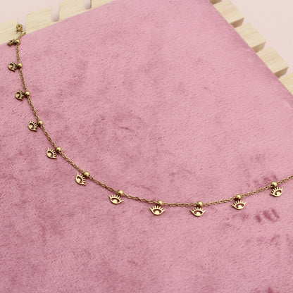 Anti Tarnish Gold Plated Necklace with Evil Eye Charms