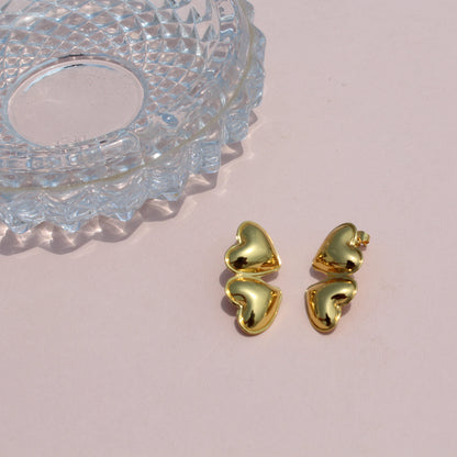 Anti-Tarnish Gold Plated Heart Drop Earrings