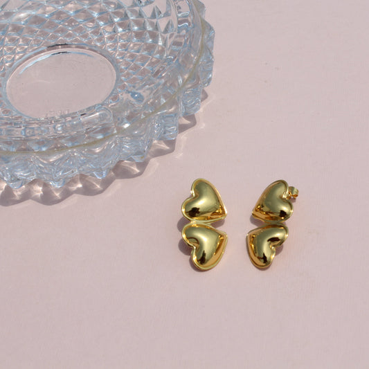 Anti-Tarnish Gold Plated Heart Drop Earrings