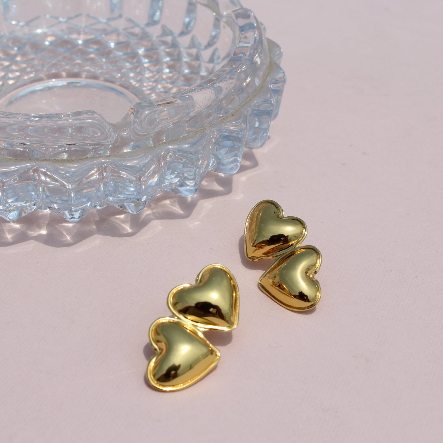 Anti-Tarnish Gold Plated Heart Drop Earrings