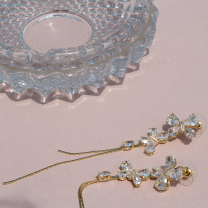 Anti-Tarnish Gold Plated Butterfly Crystal Danglers