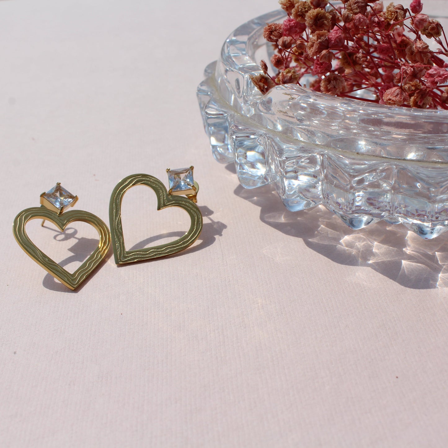 Anti-Tarnish Gold Plated Gemstone Heart Dangler