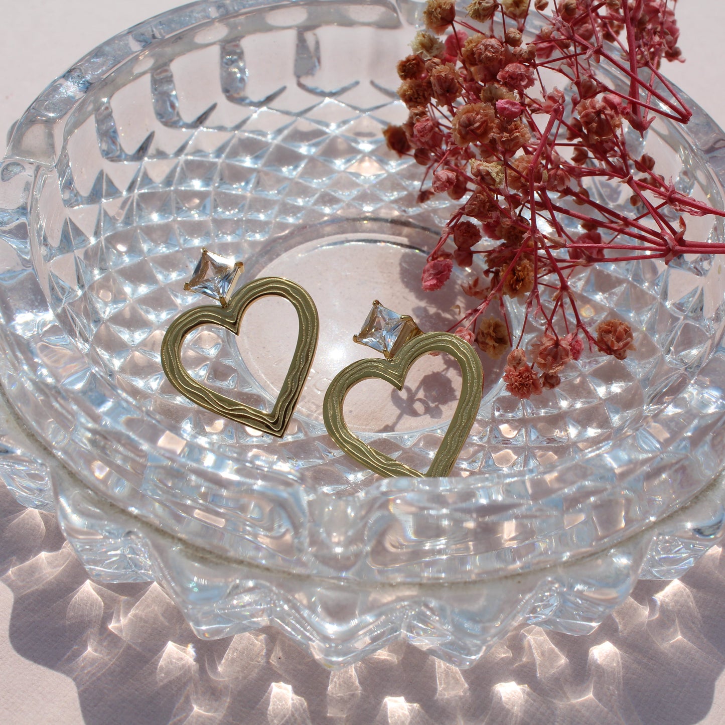 Anti-Tarnish Gold Plated Gemstone Heart Dangler