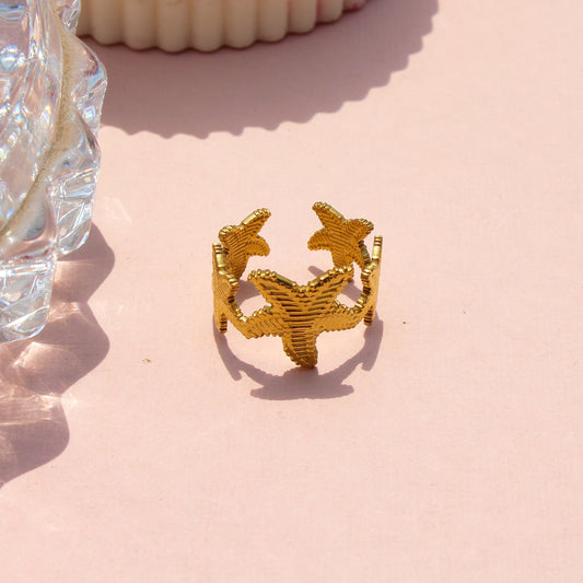 Anti-Tarnish Gold Plated Adjustable Starfish Band