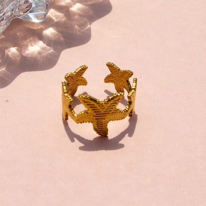 Anti-Tarnish Gold Plated Adjustable Starfish Band