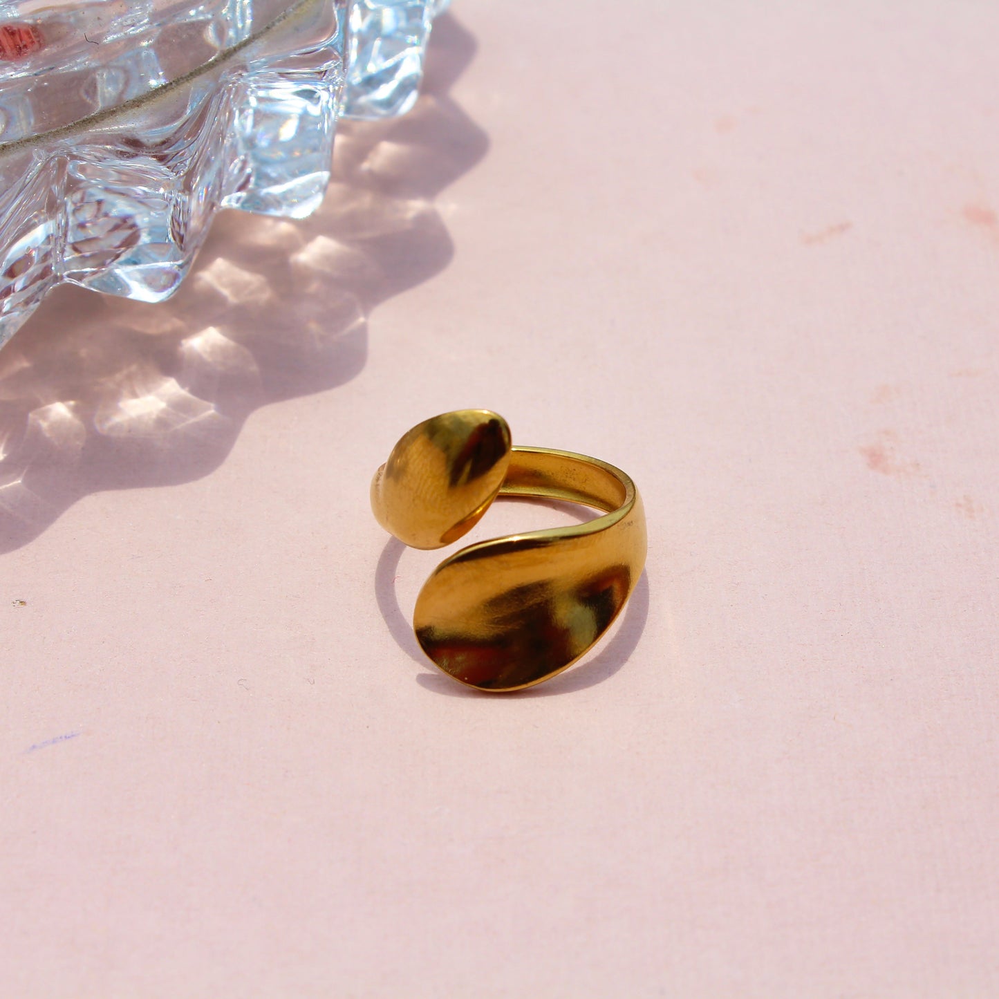 Anti-Tarnish Gold Plated Adjustable Band Ring - Lilly