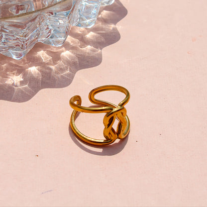 Anti-Tarnish Gold Plated Adjustable Band Ring Big - Rose