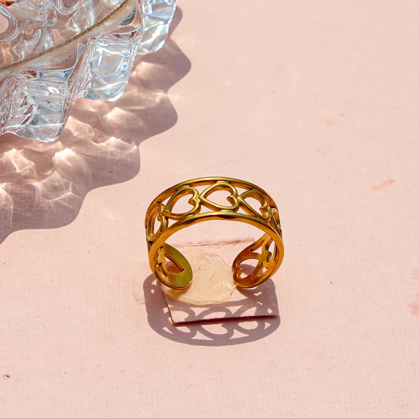Anti-Tarnish Gold Plated Adjustable Hollow Heart Band