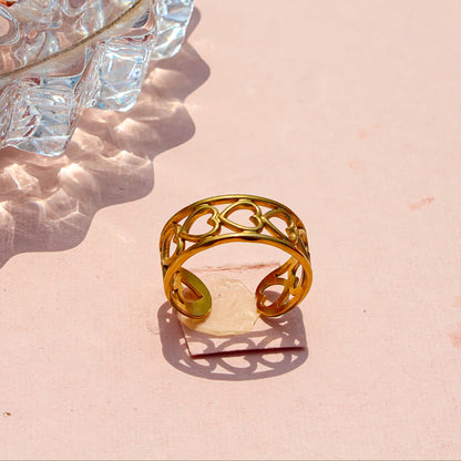 Anti-Tarnish Gold Plated Adjustable Hollow Heart Band