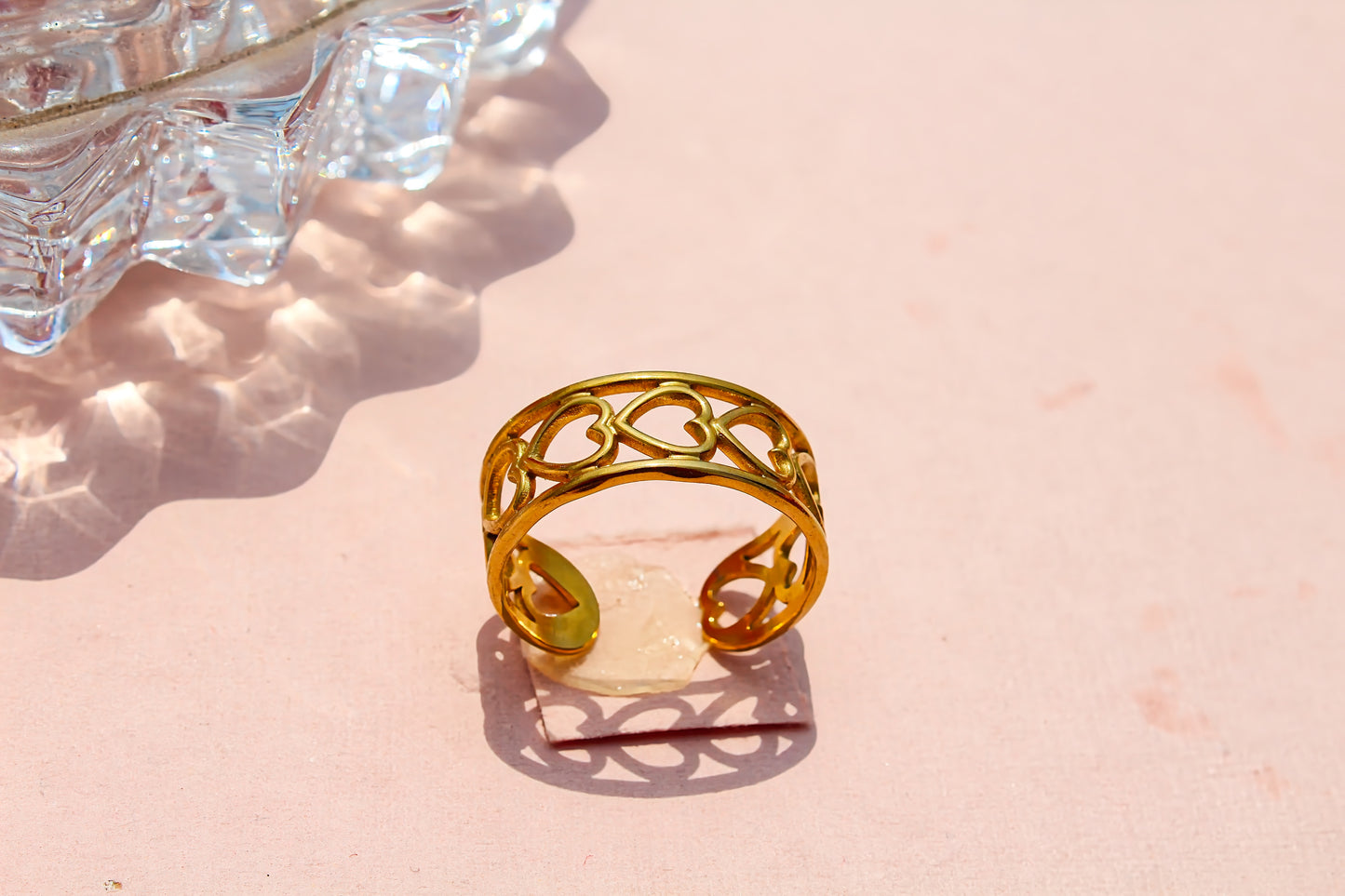 Anti-Tarnish Gold Plated Adjustable Hollow Heart Band