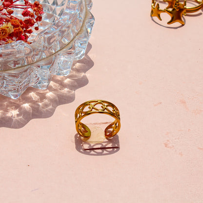 Anti-Tarnish Gold Plated Adjustable Hollow Heart Band