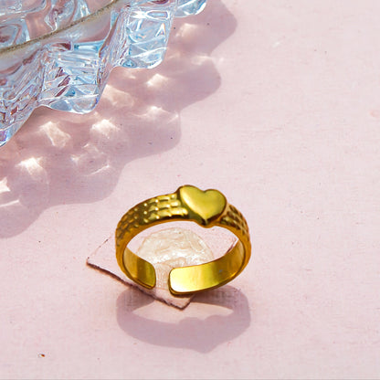 Anti-Tarnish Gold Plated Adjustable Heart Slim Band