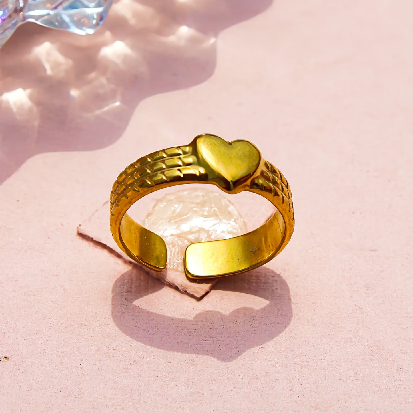 Anti-Tarnish Gold Plated Adjustable Heart Slim Band