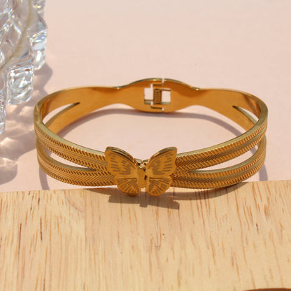 Anti-Tarnish Gold Plated Butterfly Kada Blacelet
