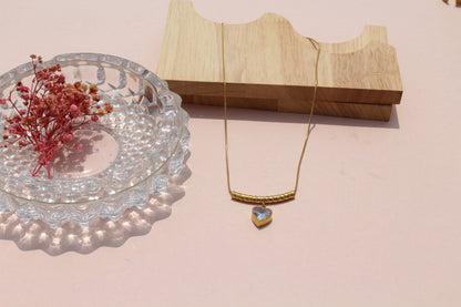 Anti Tarnish Gold Plated Necklace with Zircon Heart