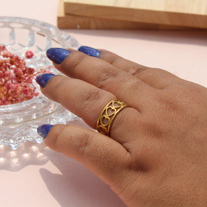 Anti-Tarnish Gold Plated Adjustable Hollow Heart Band