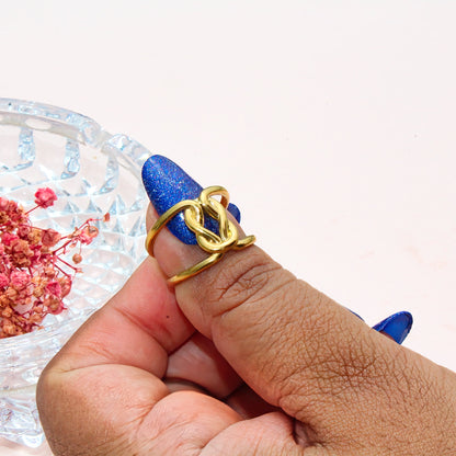 Anti-Tarnish Gold Plated Adjustable Band Ring Big - Rose
