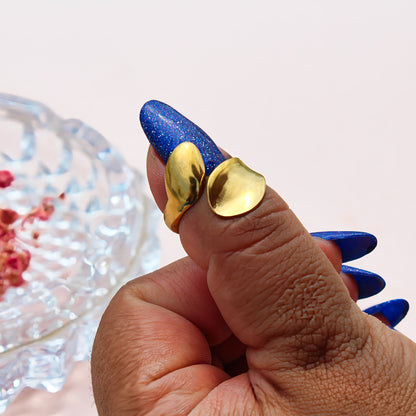 Anti-Tarnish Gold Plated Adjustable Band Ring - Lilly