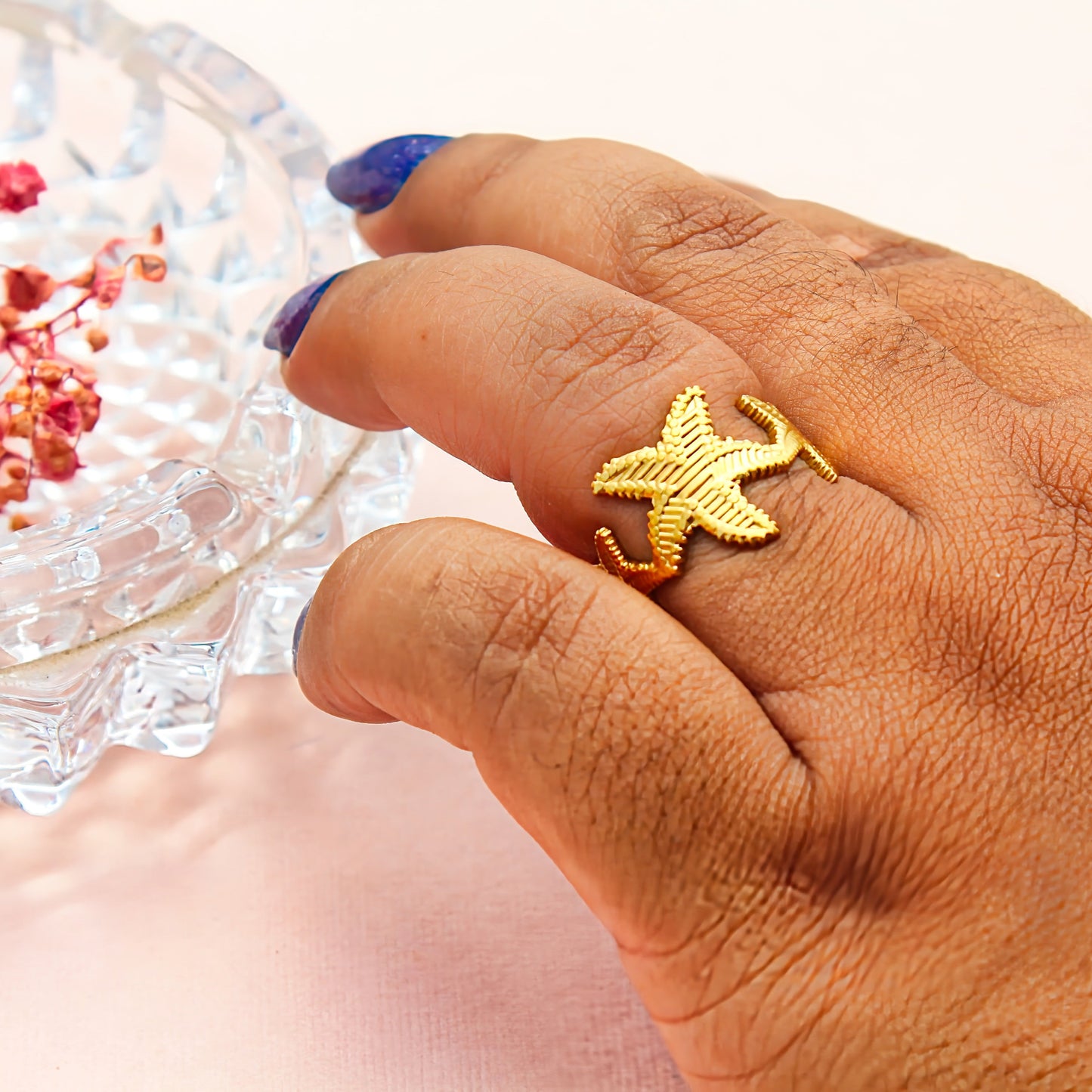 Anti-Tarnish Gold Plated Adjustable Starfish Band