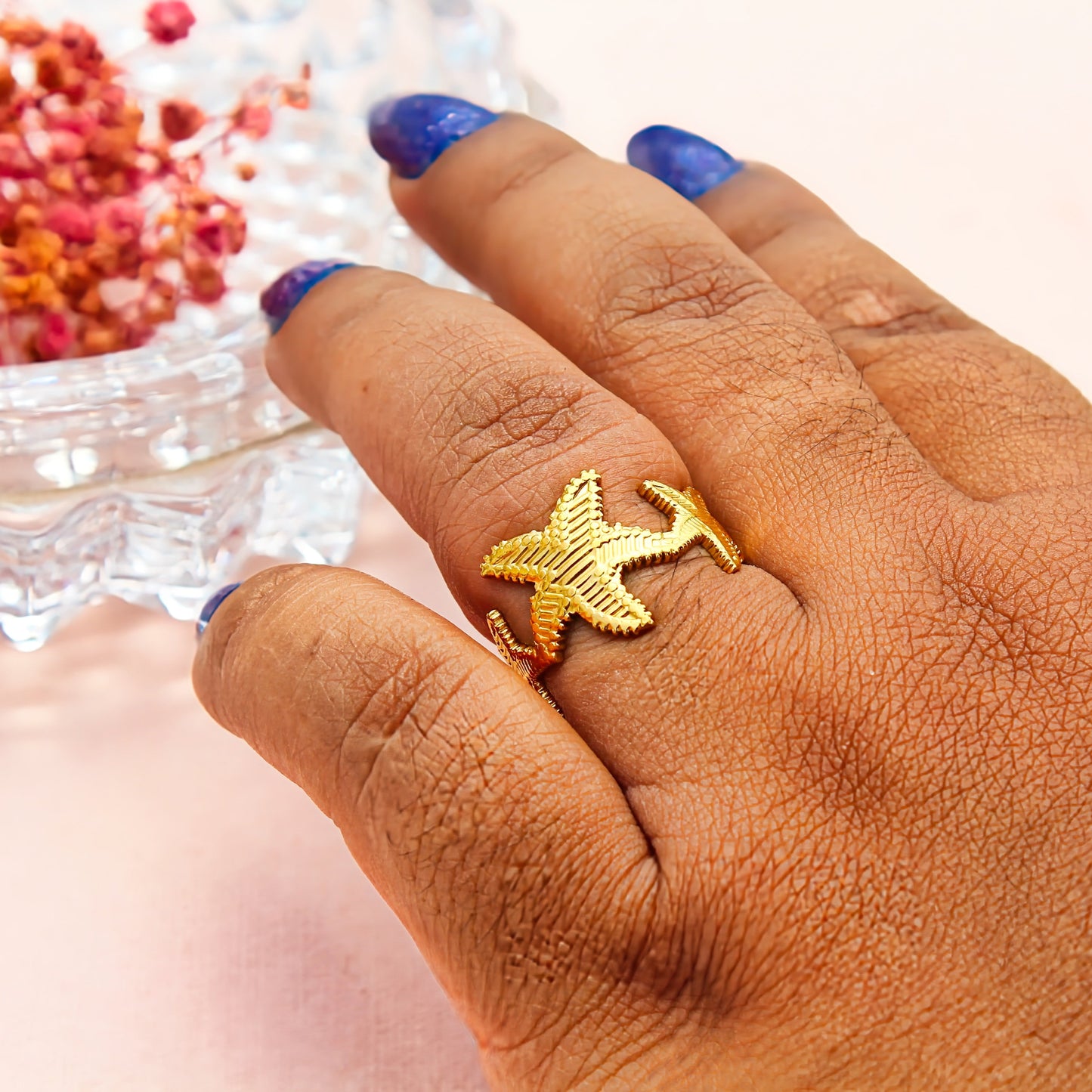Anti-Tarnish Gold Plated Adjustable Starfish Band