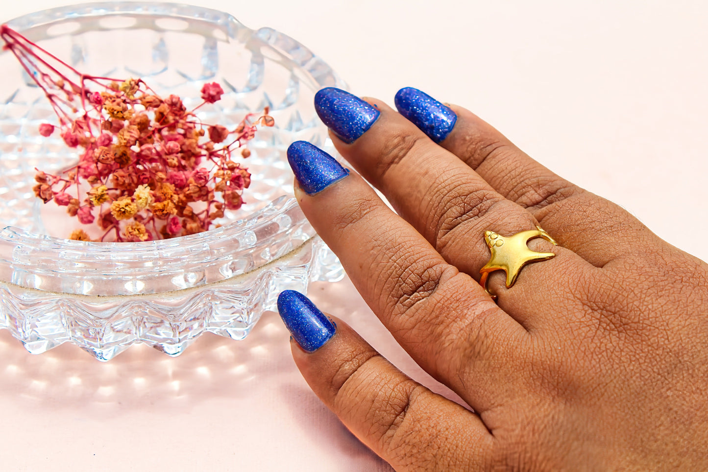 Anti-Tarnish Gold Plated Adjustable Starfish Ring